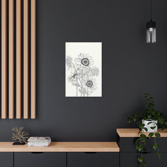 Sunflower Pen-Ink Canvas Wrap